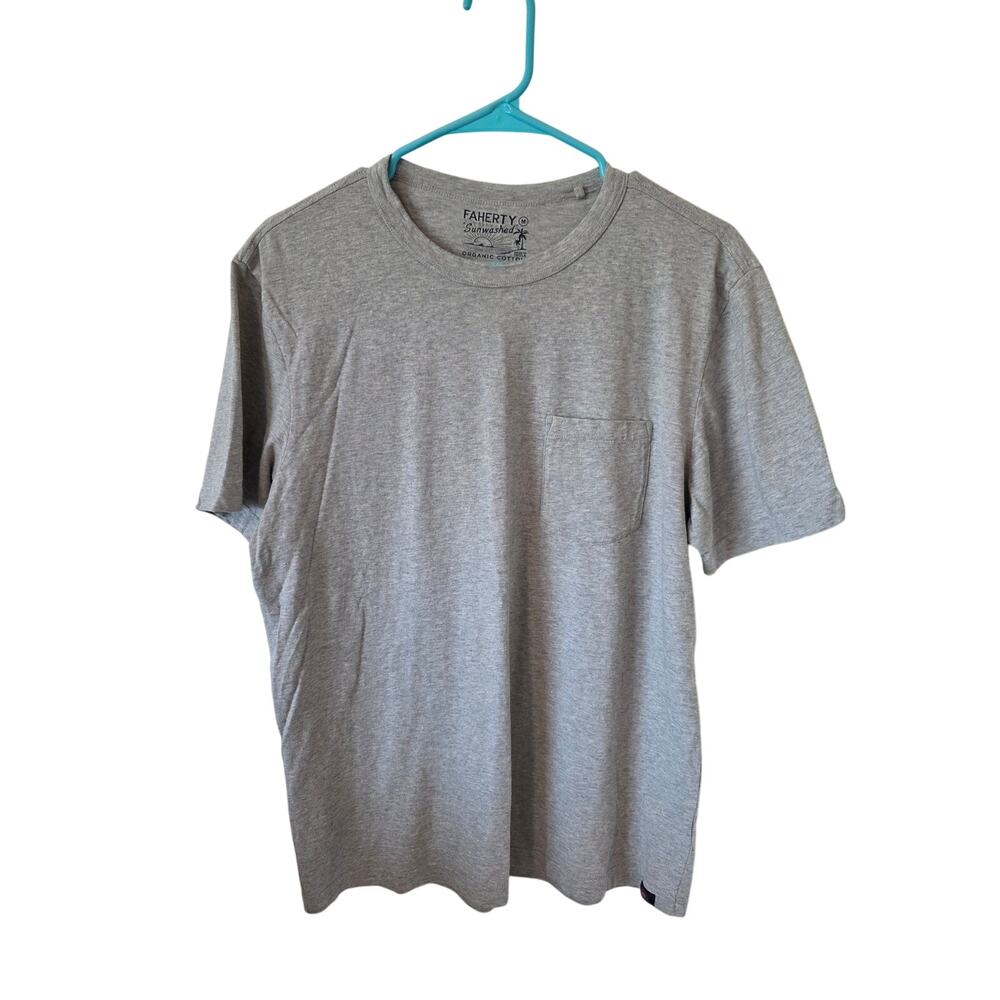 Faherty Mens Sunwashed Organic Cotton Short Sleeve Tee Size Medium Gray